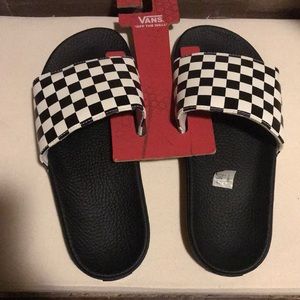 Vans checkerboard white slip on
